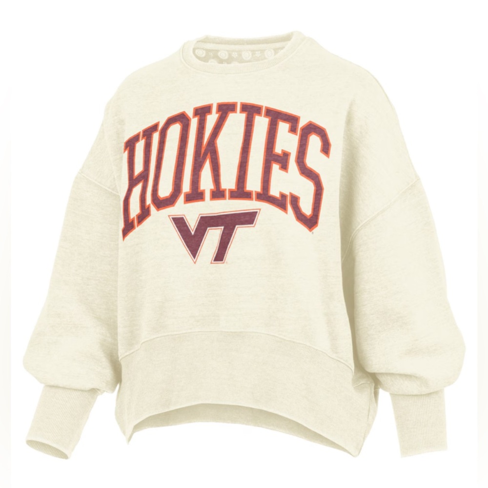 Women's Pressbox Virginia Tech Hokies Oversized Waist-Length Crewneck Sweatshirt